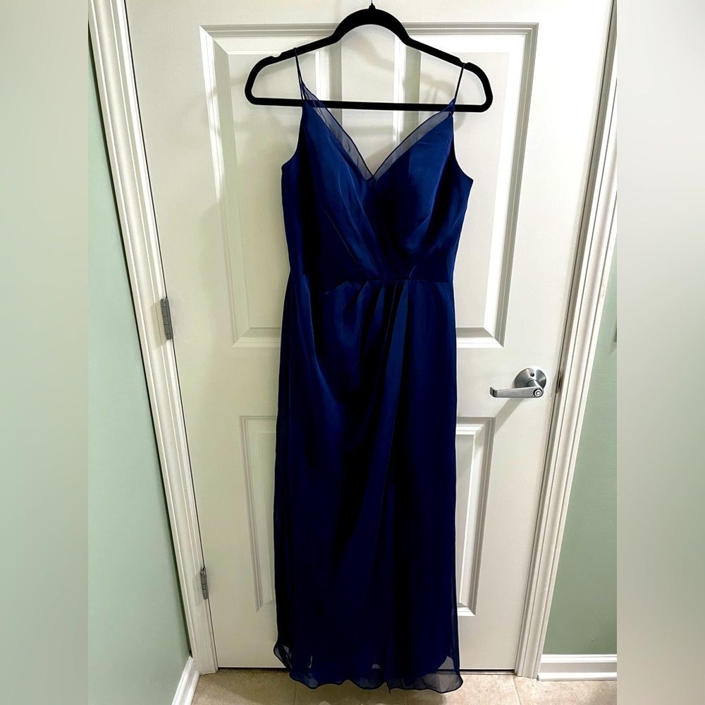 Iridescent Navy Bridesmaid Dress with Slit